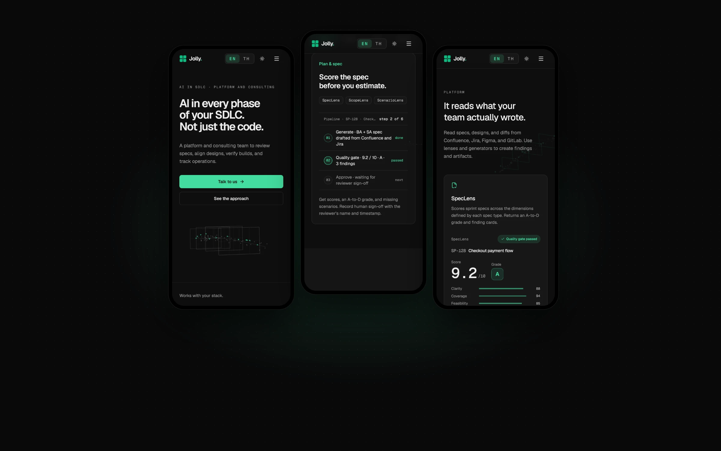 The site on a phone, in English and Thai