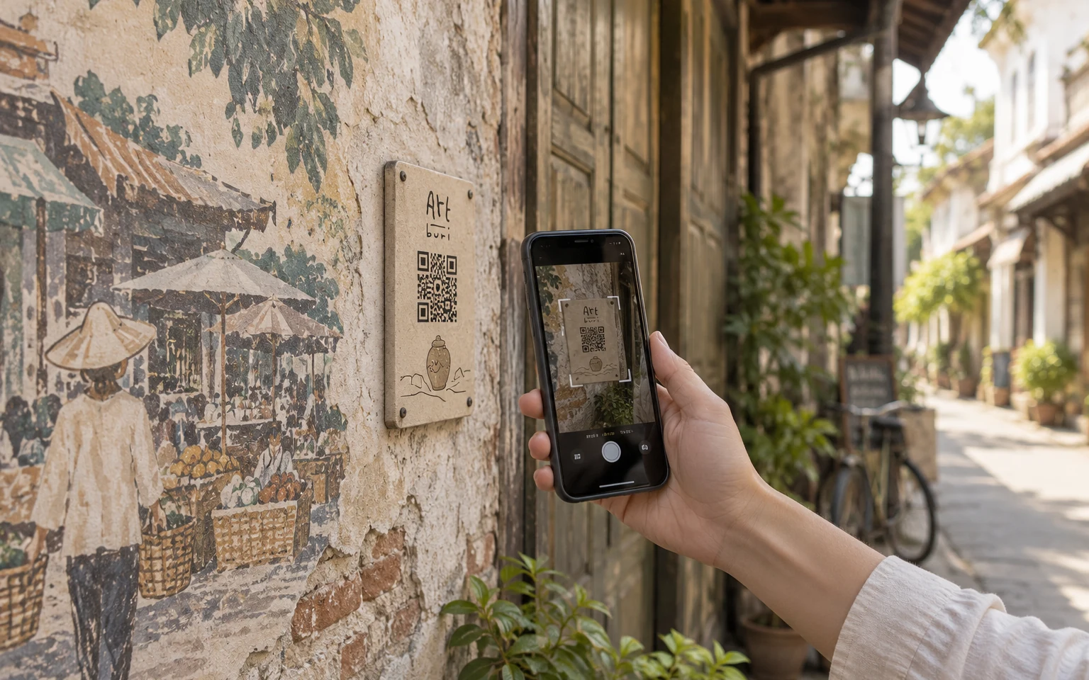 Scan the plaque beside each artwork to collect its stamp